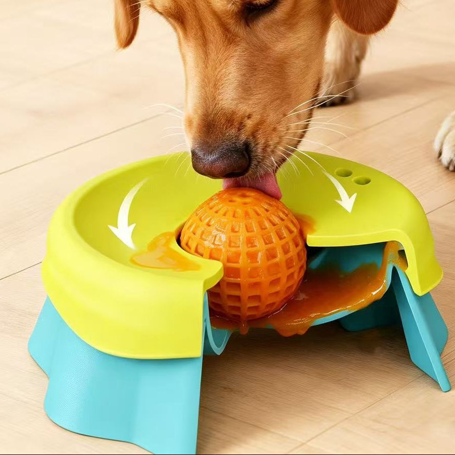 Multi purpose dog bowl,Dog Liquid Slow Feeder,Lick Bowl with Ball
