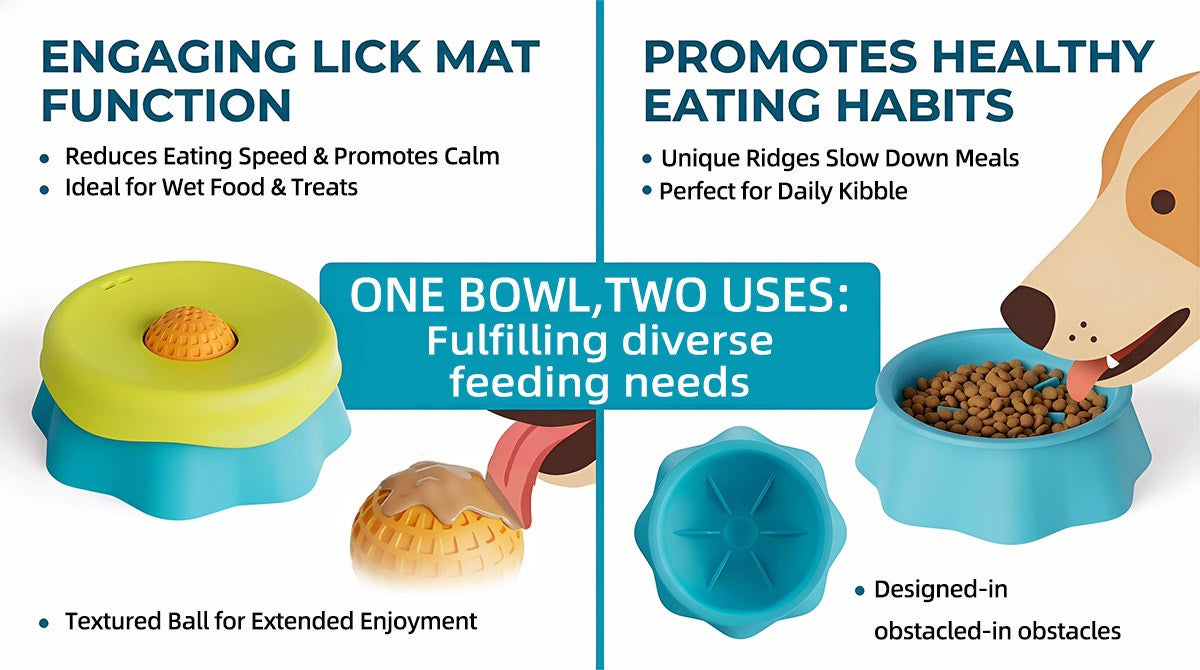 Multi purpose dog bowl,Dog Liquid Slow Feeder,Lick Bowl with Ball