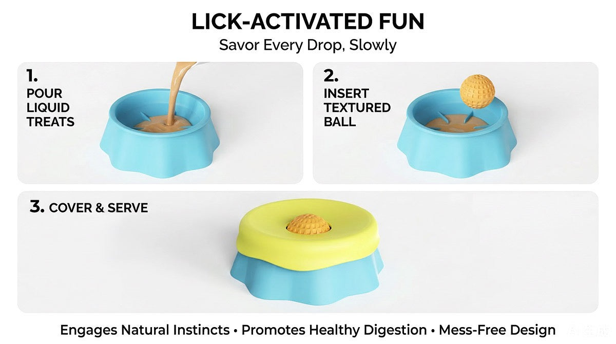 Multi purpose dog bowl,Dog Liquid Slow Feeder,Lick Bowl with Ball