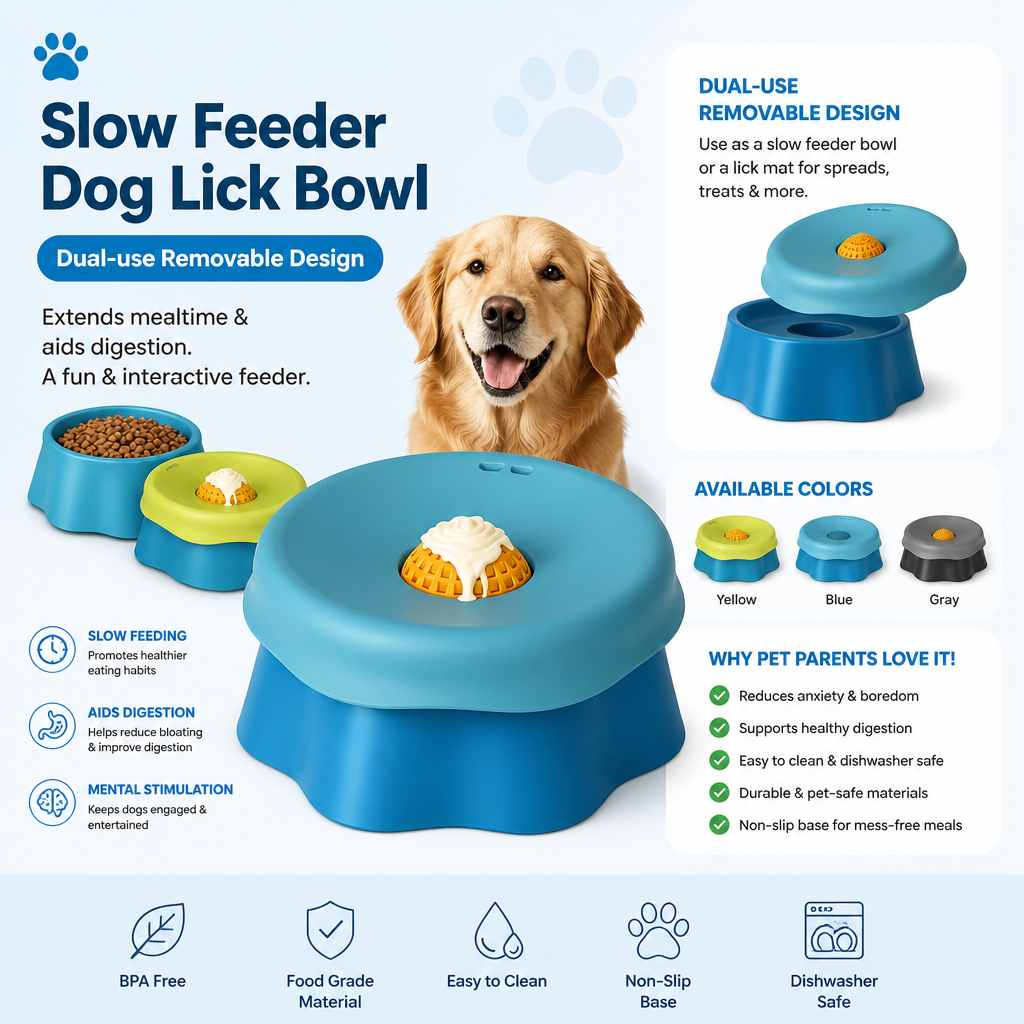 Multi purpose dog bowl,Dog Liquid Slow Feeder,Lick Bowl with Ball